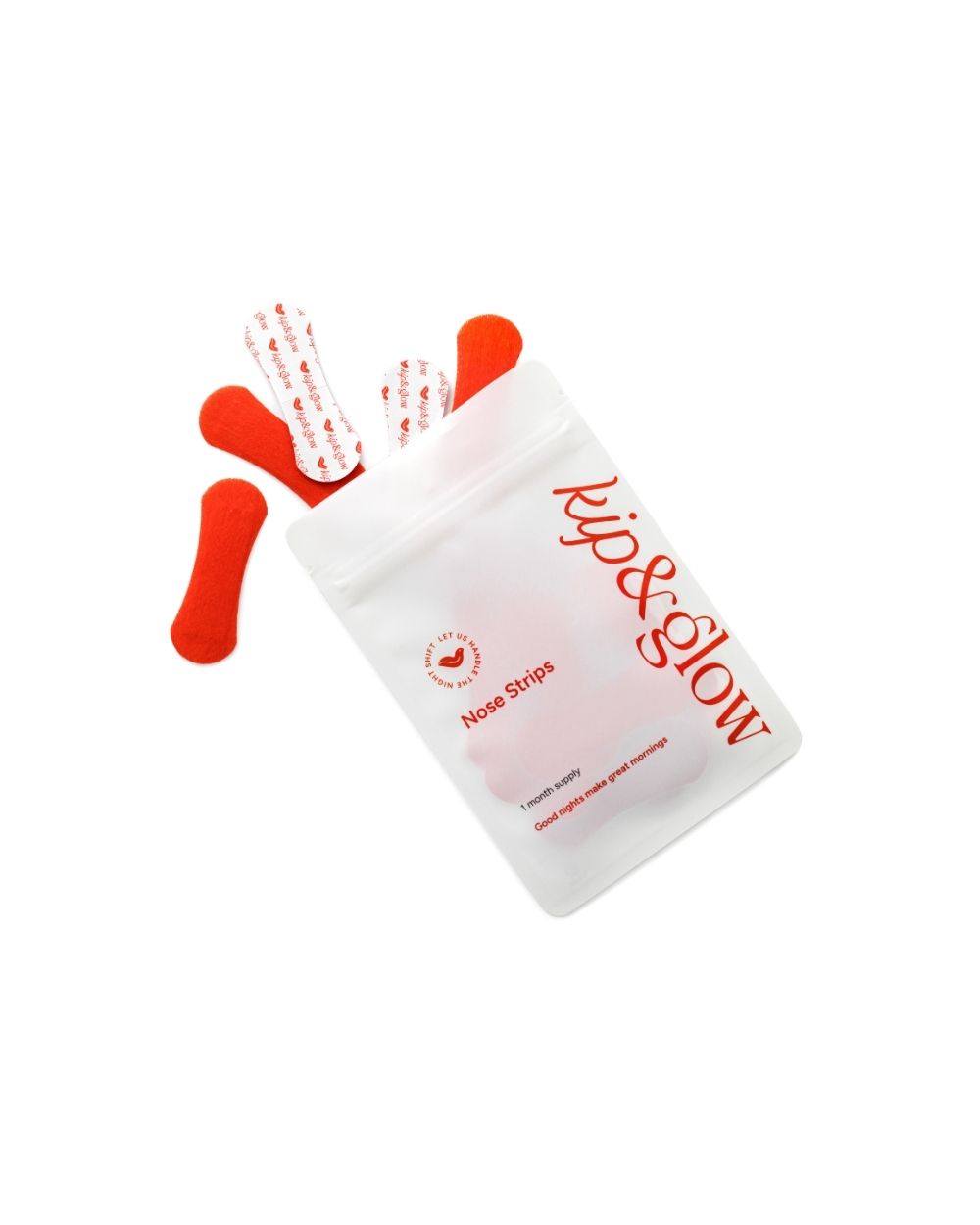 kip&glow Nose strips packaging with red nose strips on a white background