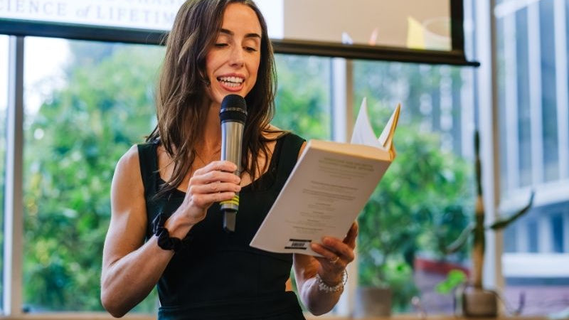 Dr Jenna Macciochi reading from her book