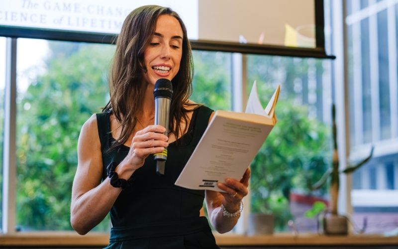Dr Jenna Macciochi reading from her book